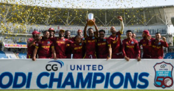 West Indies celebrating their ODI series win over Pakistan