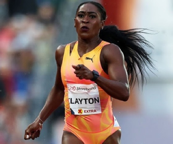 Rushell Clayton of Jamaica runs to victory in the women’s 400 metres hurdles during the Bislett Games, the sixth leg of the World Athletics Diamond League series, on Thursday in Oslo, Norway. (World Athletics photo)
