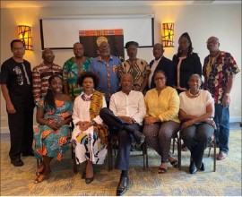 CARICOM Reparations Commission – Seated (L-R): Dr Niambi Hall Campbell Dean, The Bahamas; Professor Verene Shepherd, Vice Chair, Research; Professor Sir Hilary Beckles, CRC Chairman, The UWI; Dr Hilary Brown, CARICOM Secretariat; Laleta Davis Mattis, Jamaica. Standing (L-R): Ambassador David Comissiong, Barbados; Trevor Prescod, Barbados; Ambassador Arley Gill, Grenada; Dorbrene O’Marde, Antigua and Barbuda; Earl Bousquet, Saint Lucia; Eric Phillips, Guyana; Carla Astaphan, St. Kitts and Nevis; and Dr Damien Dublin, Dominica.