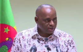 Prime Minister Roosevelt Skerrit speaking at news conference on Thursday (CMC Photo)
