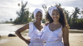 Sisters Mar and María Cruz, two Afro-Puerto Rican Bomba dancers. (Photo by Armando Aparicio of KQED)