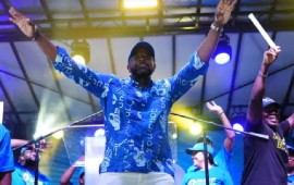 PLP victorious candidate in the by-election, Darron Pickstock, thanking supporters for his victory on Monday