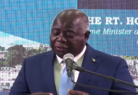 Bahamas Prime Minister Phillip Davis addressing the second Caribbean Small Island Developing States (SIDS) High-Level Dialogue on Climate Change being held in Grenada (CMC Photo)