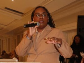New Jersey Democratic Congresswoman LaMonica McIver addressing the award ceremony (CMC Photo