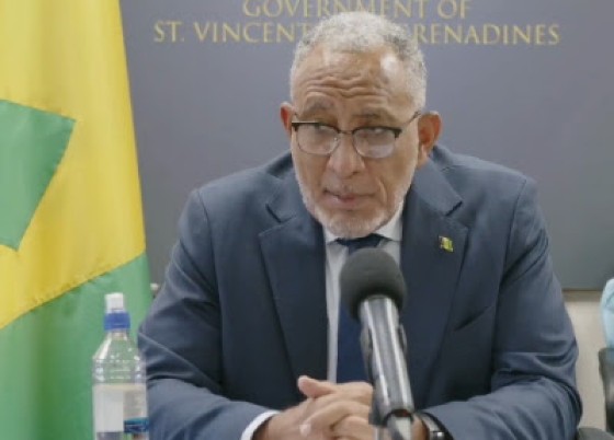 Prime Minister Dr. Godwin Friday speaking at news conference on Tuesday (CMC Photo)