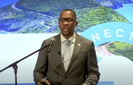 ECCB Governor Timothy Antoine at the St Kitts and Nevis Investment Gateway Summit.