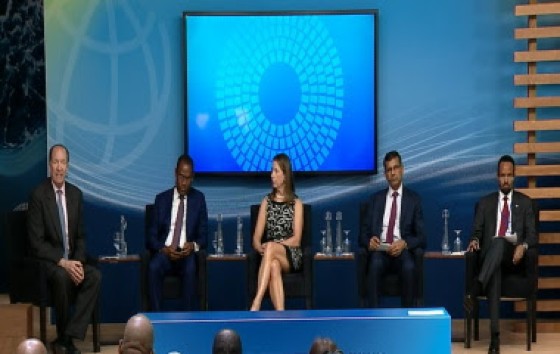 Jamaica’s Finance Minister Dr. Nigel Clarke, second from left at panel discussion on “Overcoming Debt, Generating Growth”.