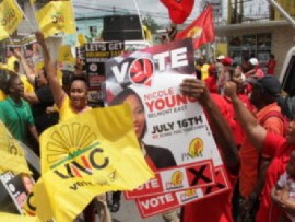 UNC/PNM supporters during the campaign for the April 28 general elections