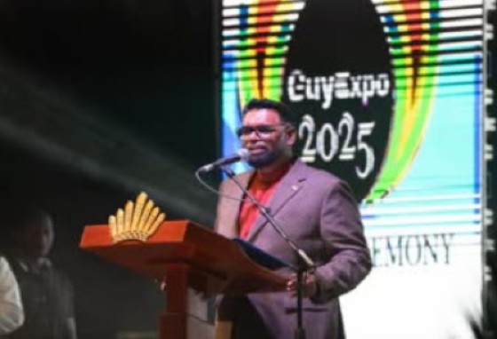 President Irfaan Ali addressing the opening of Guyana Expo 2025 on Thursday night (CMC Photo)