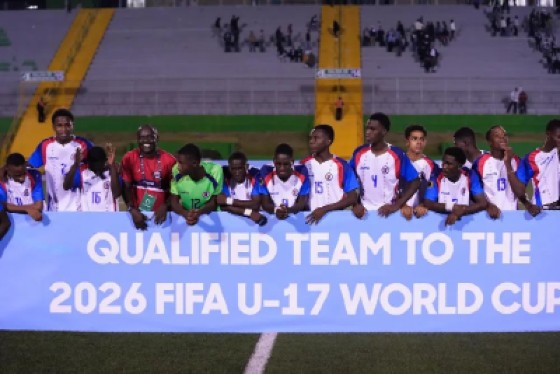 The Haiti team celebrate qualification to the 2026 FIFA U-17 World Cup. Photo: Concacaf