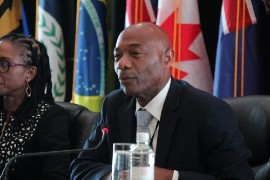 CDB President Dr. Hyginus ‘Gene’ Leon at the closing press conference of the CDB annual meetings in Turks & Caicos Islands.