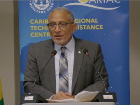 Prime Minister Dr. Godwin Friday addressing weeklong regional conference on harnessing AI for development (CMC Photo)