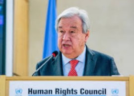 UN Secretary General, Antonio Guterres, addressing UN Human Rights Council on Monday.