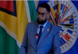 Guyana President Dr. Irfaan Ali addressing the Permanent Council of the Organization of American states (OAS) on Friday (CMC Photo)