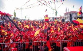 Supporters of the ruling People’s Progressive Party/Civic at the final rally on Saturday night (CMC Photo)