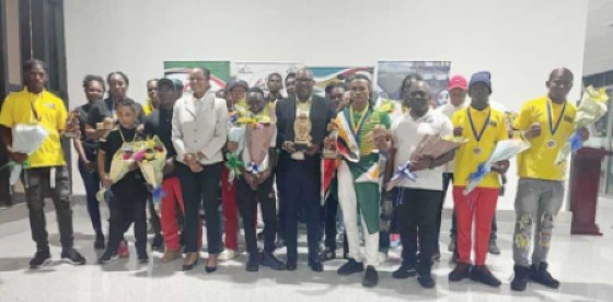 Guyana’s victorious team after capturing the Caribbean Boxing Championship