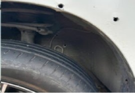 Two of the bullet holes after the vehicle of the Calypso singer was shot at Murphy, who was not injured, said that “The Lord is my shepherd, I will fear no evil”  and that “no weapon formed, or fashioned can stand against me.