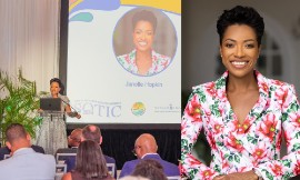 Janelle Hopkin addressing SOTIC delegates in the Cayman Islands last week