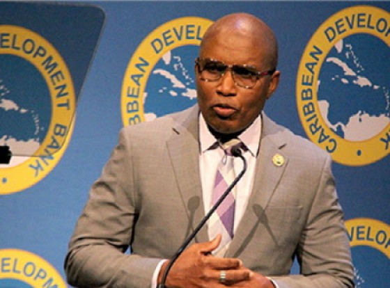 CDB’s director of Economics, Ian Durant speaking at he bank’s annual news conference on Wednesday (CMC Photo)
