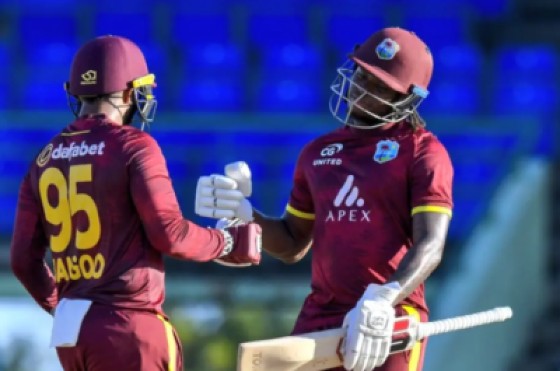 Amir Jangoo (left) and Keacy Carty helped West Indies record a historic run chase against Bangladesh in the third ODI