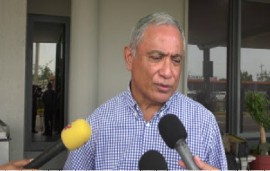 Prime Minister John Briceño speaking to reporters upon his return from an official visit to South Korea (CMC Photo)
