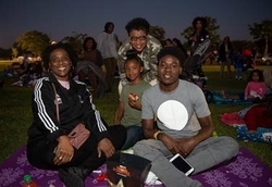 Commissioner Barbara Jordan with movie goers at Movie Night at Lake Stevens Park. (Photos by Armando Rodriguez / Miami-Dade County)