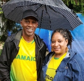 : Plummer, left, and Constantine braved rain to root for the Girlz.