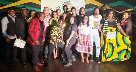 The finalists in the Jamaica Cultural Development Commission’s Festival Song Competition 2019 celebrate their achievement with JCDC representatives on Saturday, April 27 at the Ranny Williams Entertainment Centre in Kingston.  