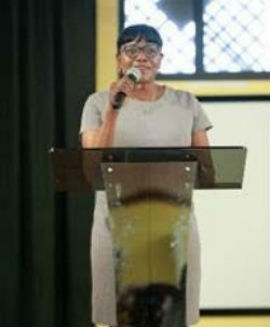 Chairwoman Edmonson addresses participants at the Haitian Heritage Month celebration in Little Haiti