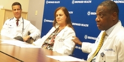 From left, Dr. Aldo Calvo, Dr. Violet Atanasoski-McCormack and Dr. Arnoux Blanchard engage the audience at BHMC panel discussion.