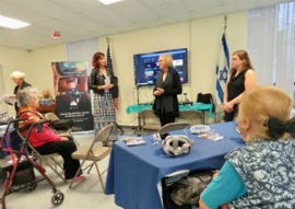 Commissioner Higgins speaks at Jewish Community Services of South Florida in Miami Beach.