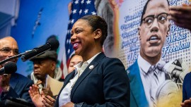Keechant Sewell will be the first female police commissioner of the NYPD. (AP Photo/Brittainy Newman)