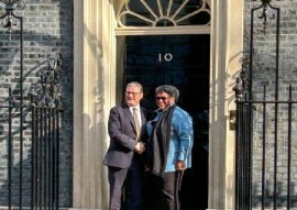 Barbados Prime Minister Mia Mottley (Left) with United Kingdom Prime Minister Sir Keir Starmer