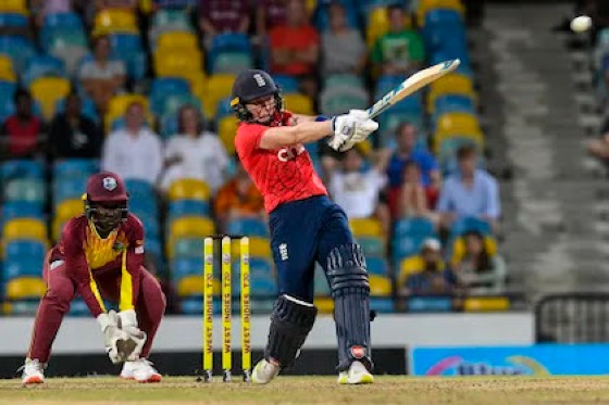 West Indies Women’s wicketkeeper Kycia Knight (left) watches Heather Knight pull during her innings of 43. (CWI Media photo)