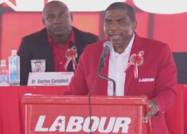 Prime Minister Dr. Terrance Drew addressing supporters at the 92nd annual convention of the St. kitts-Nevis Labour Party (CMC Photo)