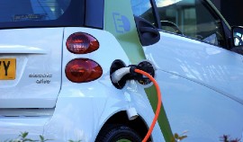 An electric car. (Photo source Image by MikesPhotos from Pixabay)