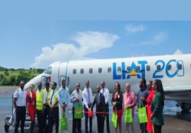 LIAT 2020 inaugural flight to Dominica lands at the Douglas Charles Airport on Thursday afternoon