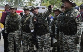 Venezuela Defence Minister,, Vladimir Padrino López, speaking to troops over the last weekend.