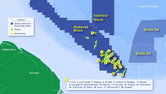 Map of Yellowtail field. Stabroek block, which Yellowtail field is part of, is believed to hold an estimated 9-billion barrels of oil.