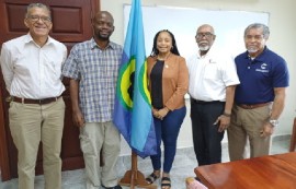 (Left to right) Mansfield Blackwood – 5Cs Assistant Executive Director; Dr. Marc Williams – CRFM Executive Director; Ms. Sanya Compton – CRFM Programme Manager, Climate Change and Blue Economy Development, Policy, Planning and Management; Peter A. Murray – Regional Project Coordinator for the GEF/CAF/FAO/CRFM BE-CLME+ Project; and Keith Nichols – 5Cs Programme Development Specialist