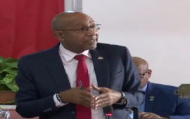 Finance Minister Dr. Irving McIntyre speaking during the debate on the IDA loan on Monday (CMC Photo)