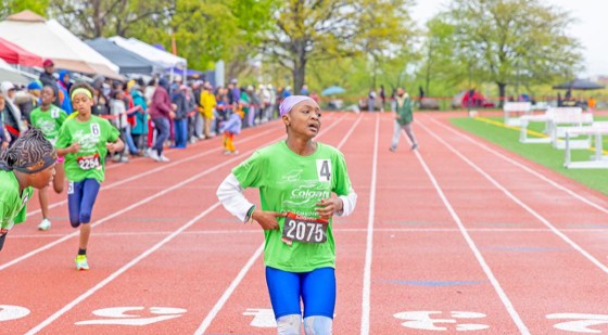 Colgate Women’s Games runner, Caribbean heritage Kushanna Medas-King is completing her race at Queens College.  (Photo by Elliot Mangual/Colgate-Palmolive)