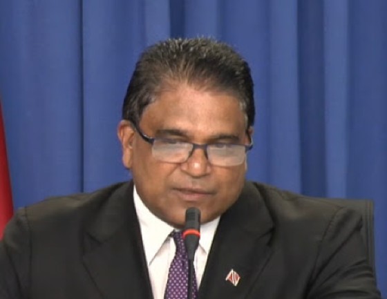 Energy Minister Dr. Roodal Monilal addressing reporters during Thursday night’s post Cabinet press conference (CMC Photo)