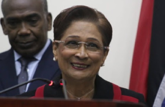 Prime Minister Kamla Persad Bissessar, speaking at her first post Cabinet news conference on Thursday night after chairing the first Cabinet meeting of her new administration (CMC Photo)