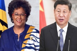 Prime Minister Mia Mottley and Chinese President XI Jinping (Photo courtesy BGIS)