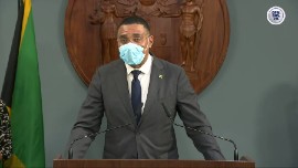 Prime Minister Andrew Holness addressing the status of COVID in Jamaica on January 11th. (JIS Photo)