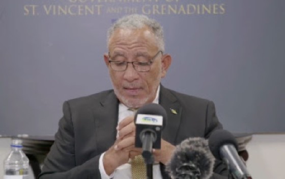 Prime Minister Dr. Godwin Friday speaking at news conference on Tuesday (CMC Photo)