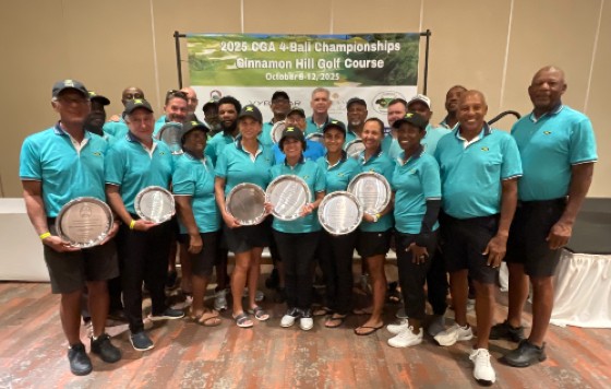 Team Jamaica pose for a photo after retaining the CGA 4-Ball championship title in Montego Bay, Jamaica. Photo: JGA