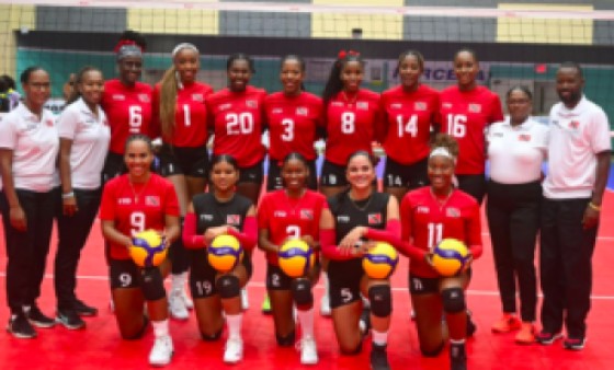 Trinidad & Tobago pose for a team photo after winning the women’s title at the Caribbean Volleyball Championships in the Bahamas. Photo: CVC