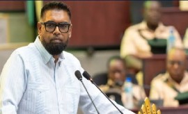 President Irfaan Ali addressing the the Guyana Prison Service (GPS) Annual Senior Corrections Officers Conference on Monday.